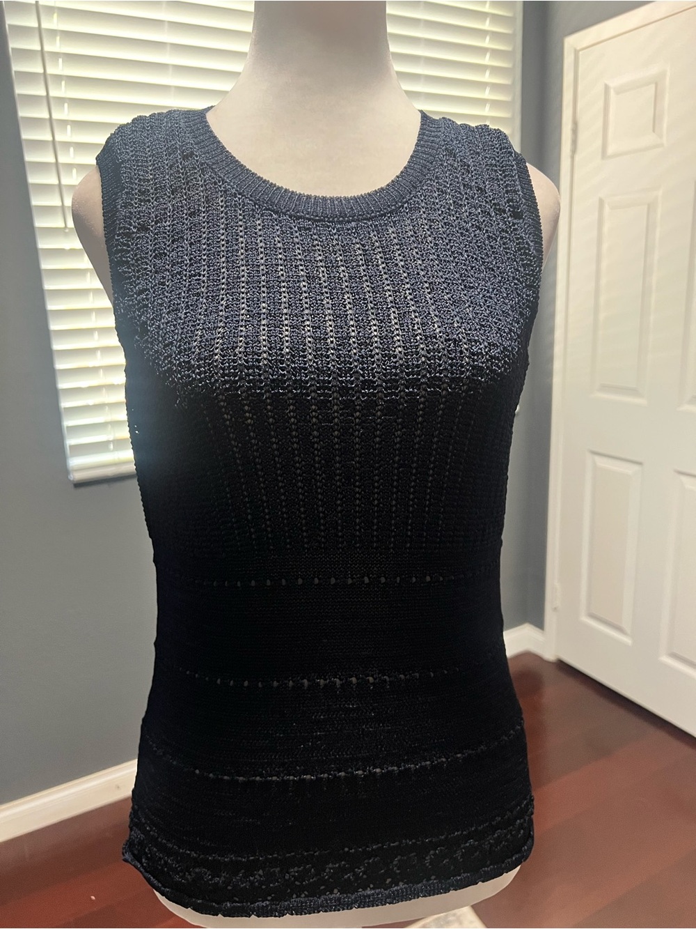 BICE by SAG Harbor Sleeveless Knit Tank Top - Navy Blue Size Small Petite